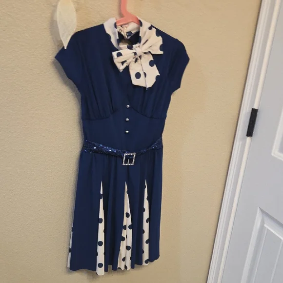 Weissman Stylish Blue and White Polka Dot Kids Dress Costume - Picture 2 of 8